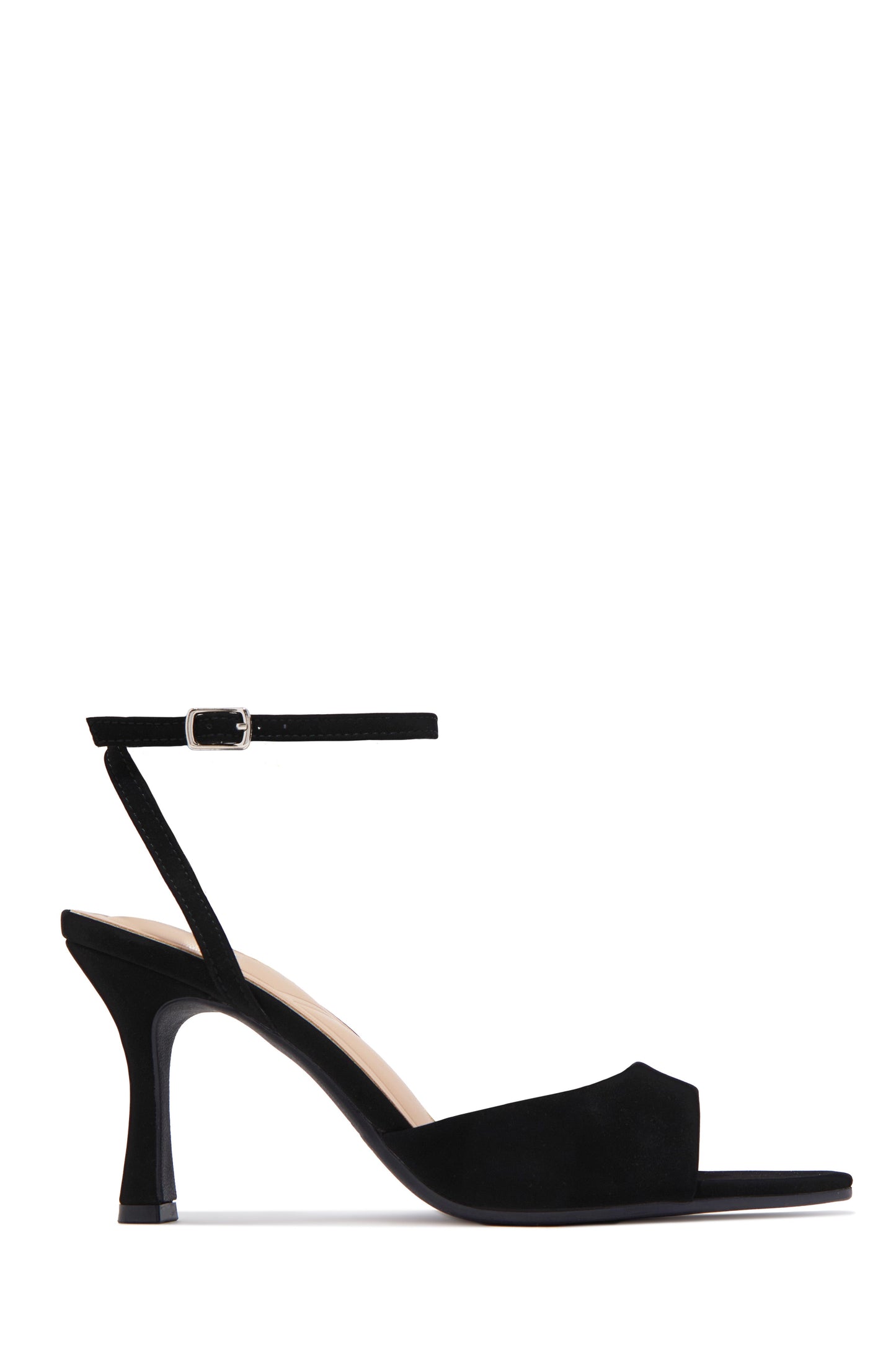 Melissa Ankle Strap Single Sole Heels - Black Nubuck
