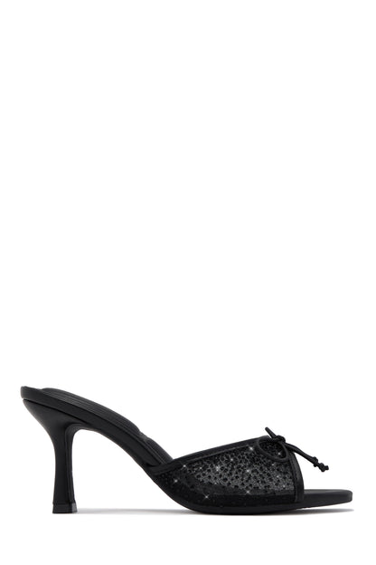 Celeste Embellished Mid Heel Mules - Black