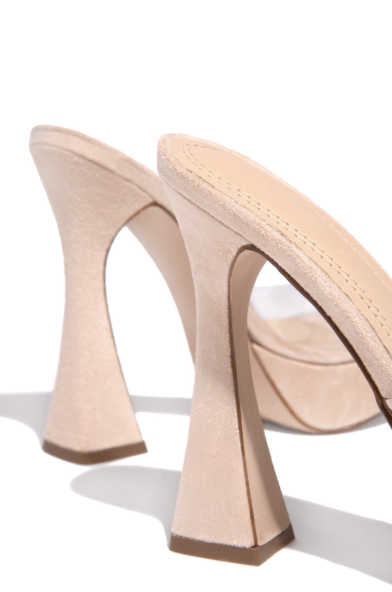 Jianna Clear Platform Heel Mules - Nude