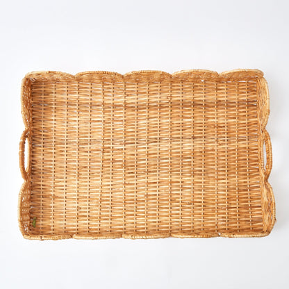 Natural Scalloped Rattan Tray