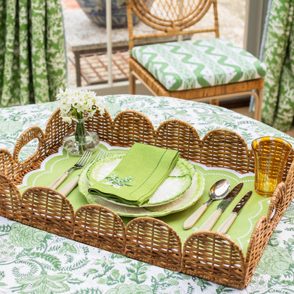 Natural Scalloped Rattan Tray