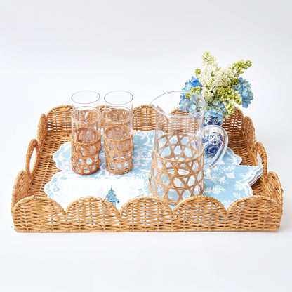Natural Scalloped Rattan Tray