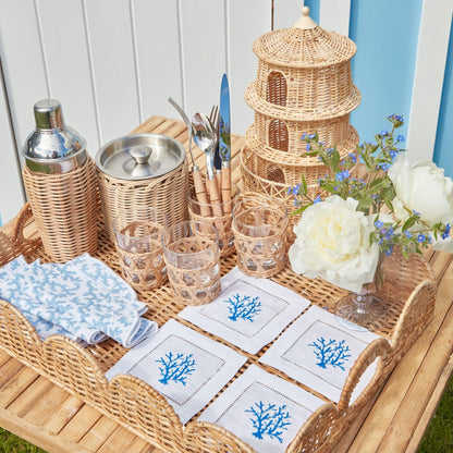 Natural Scalloped Rattan Tray