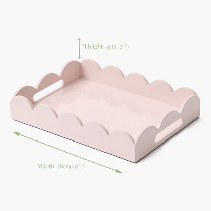 Soft Pink Small Scalloped Lacquer Tray