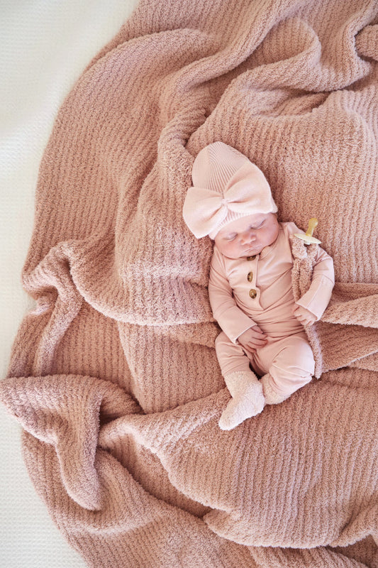 CuddleLane™ Luxe Waffle Blankets | Wild Rose
