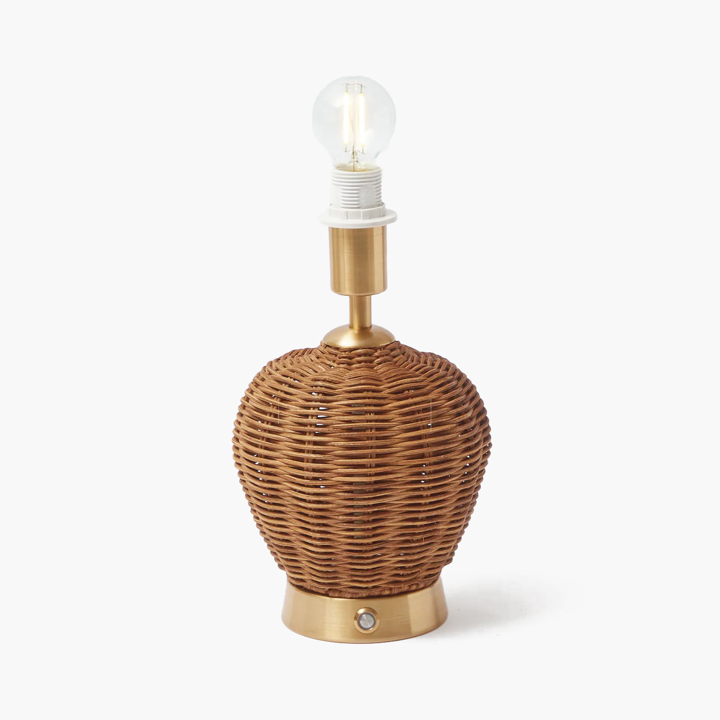 Rattan Ursula Rechargeable Lamp with Putty & Green Ikat Shade (18cm)