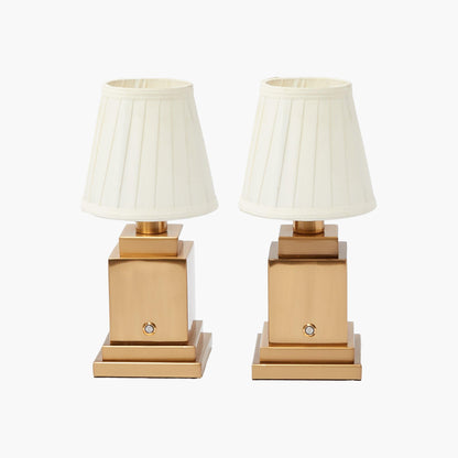 Square Rechargeable Lamp with Cream Shade (15cm)