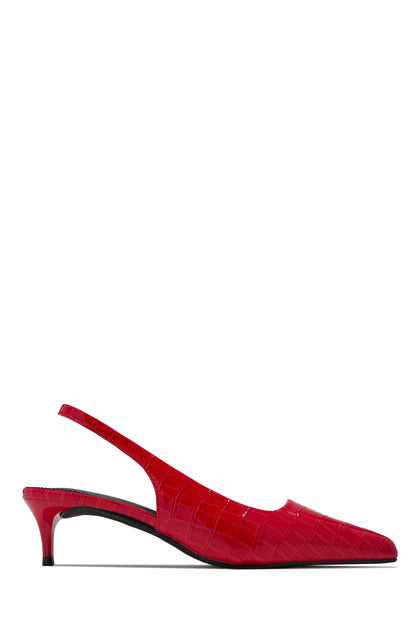 Kiley Mid Heel Slingback Pumps - Red