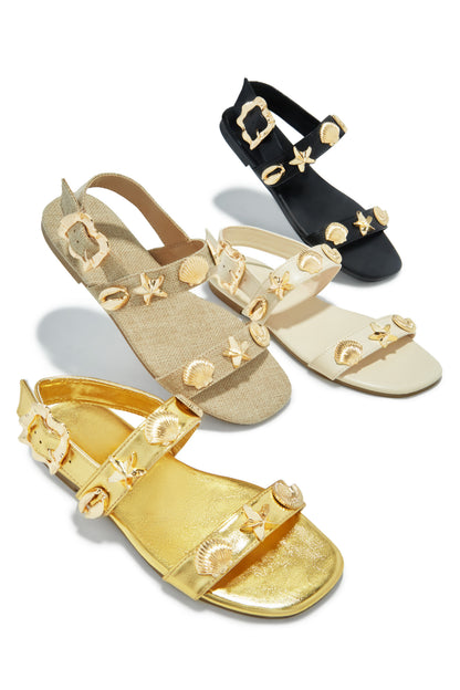 Sea Shore Flat Sandals - Gold