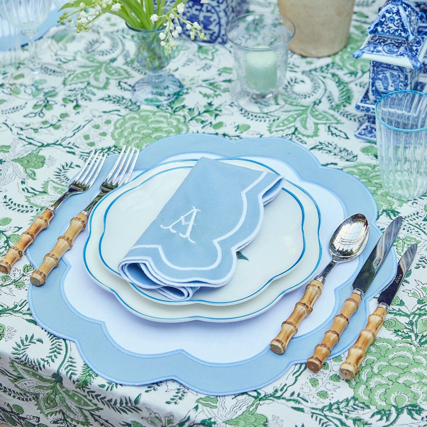 Blue Serena Appliqué Napkins (Set of 4)