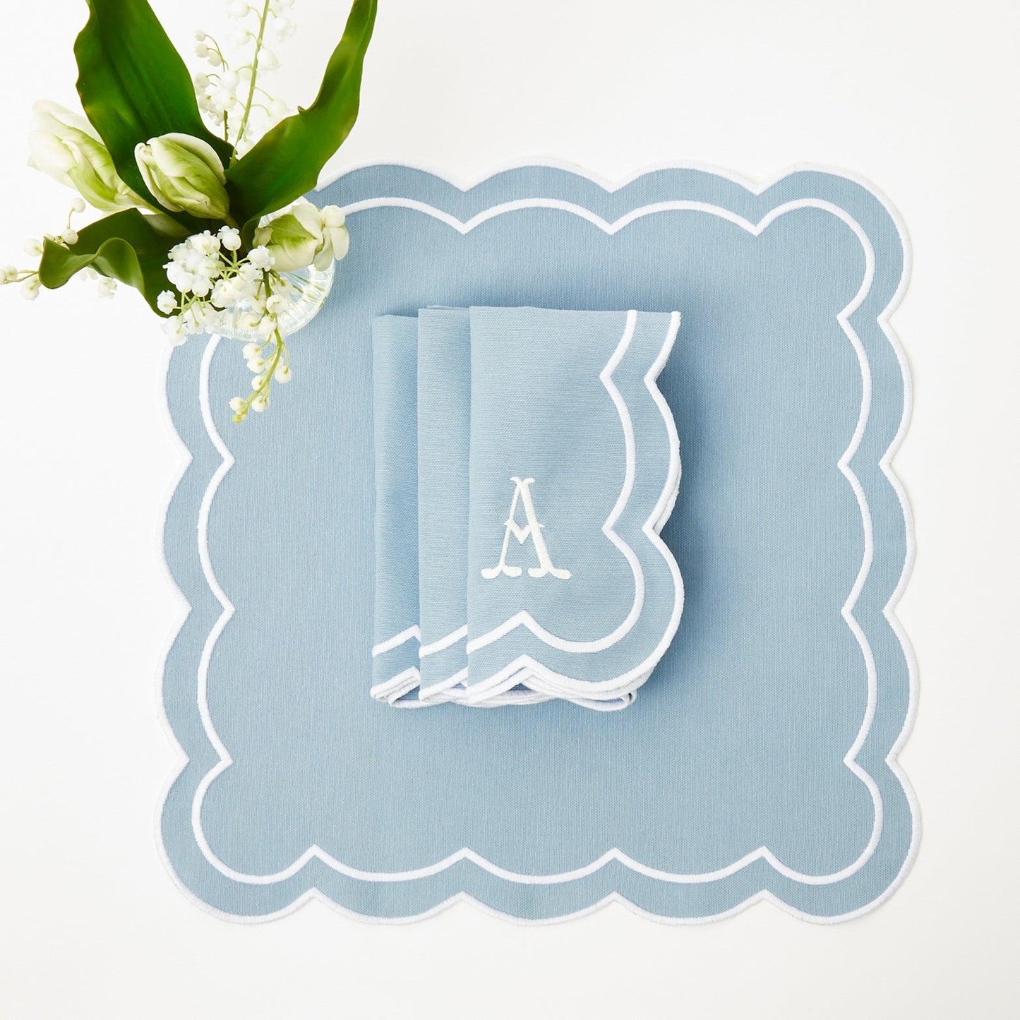 Blue Serena Appliqué Napkins (Set of 4)
