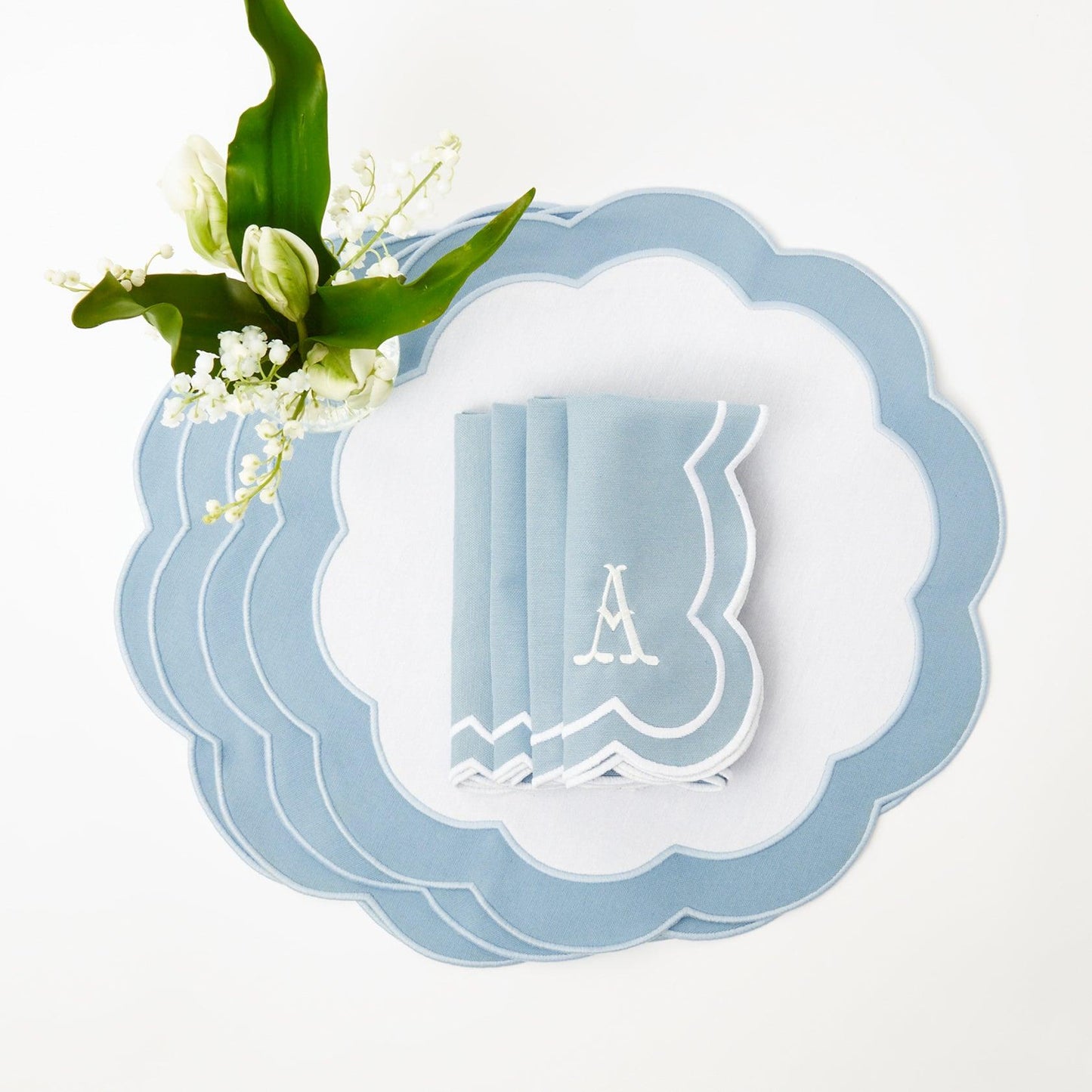 Blue Serena Appliqué Placemats (Set of 4)