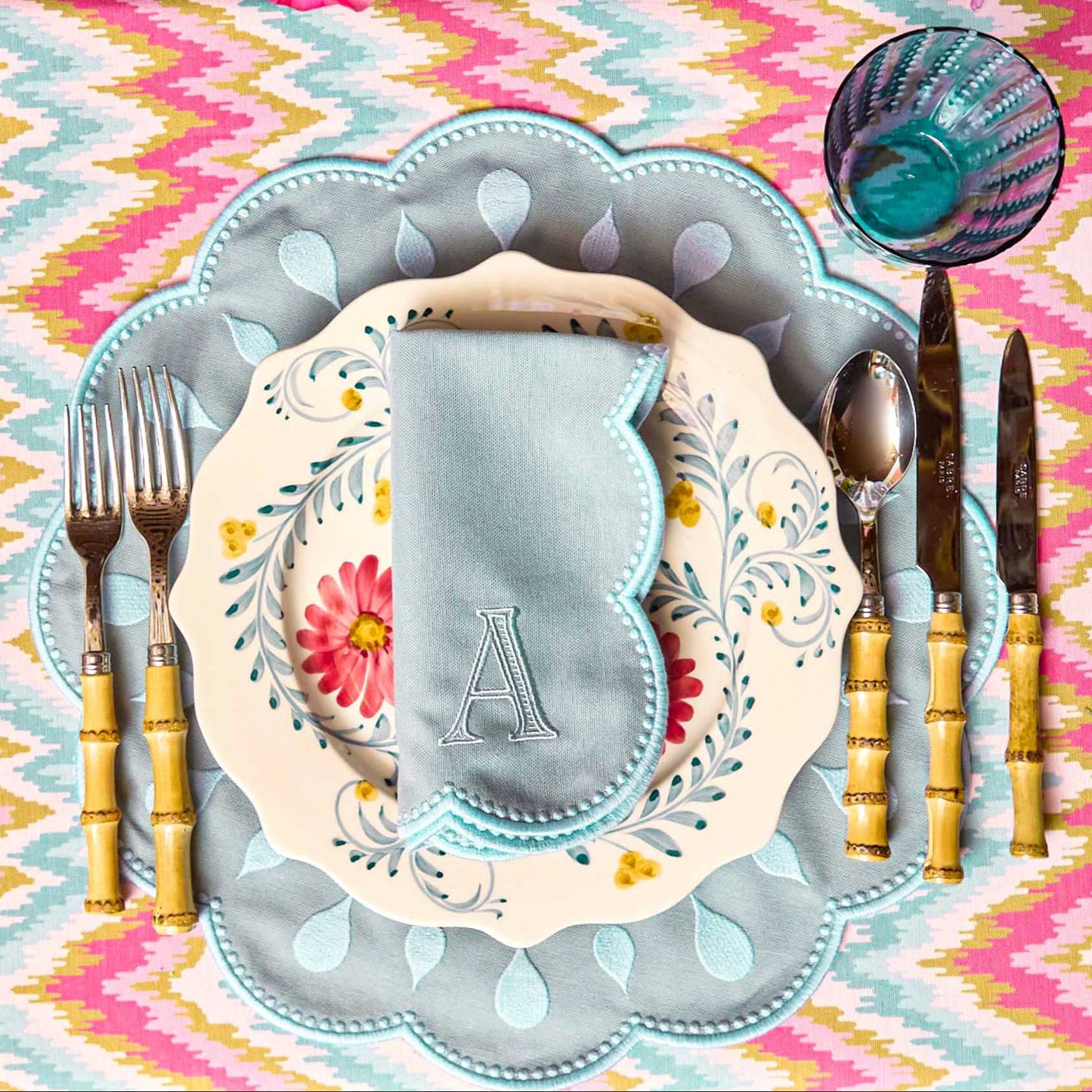 Bettina Blue Placemats & Napkins (Set of 4)