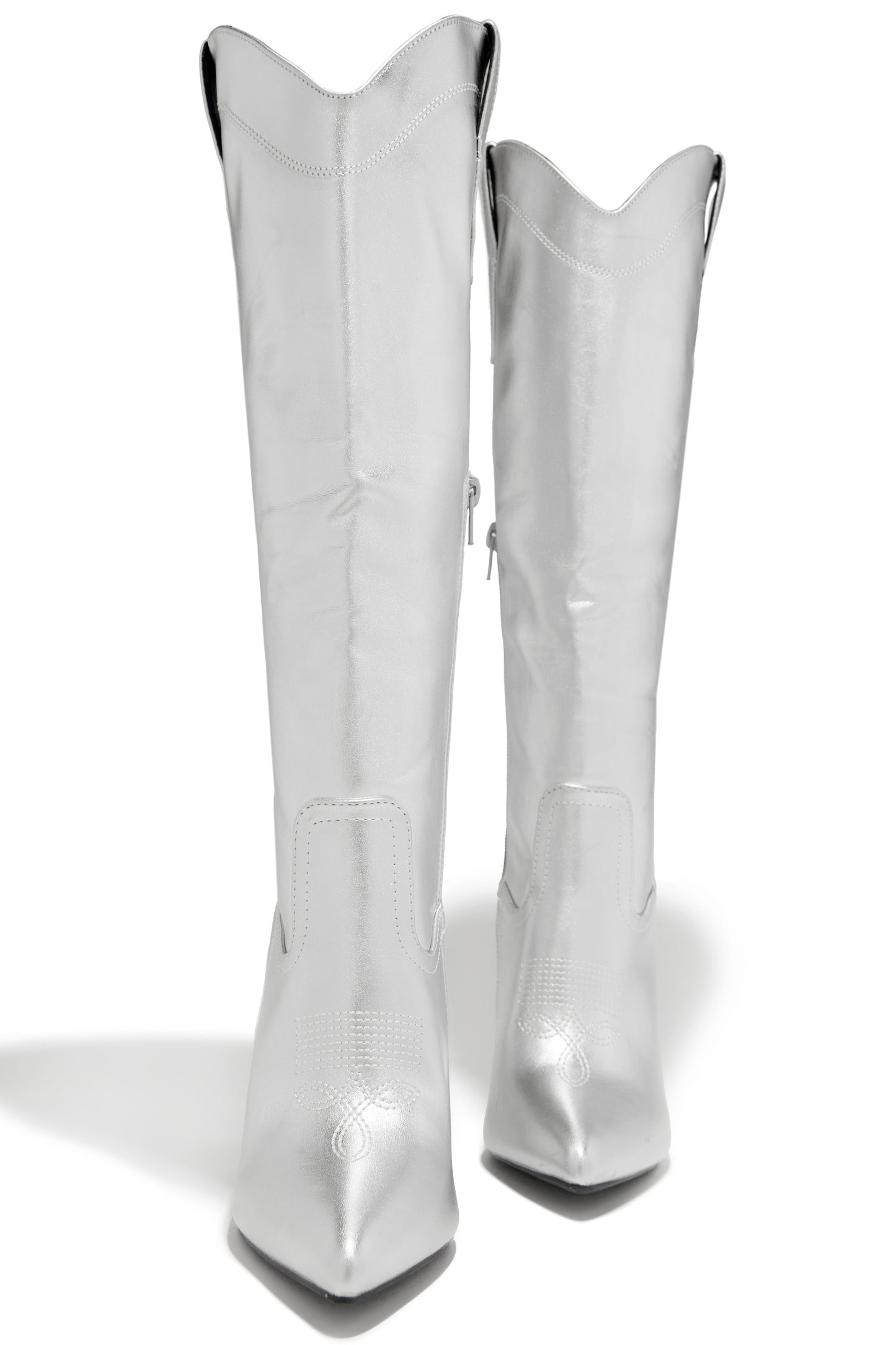 Erin High Heel Boots - Silver