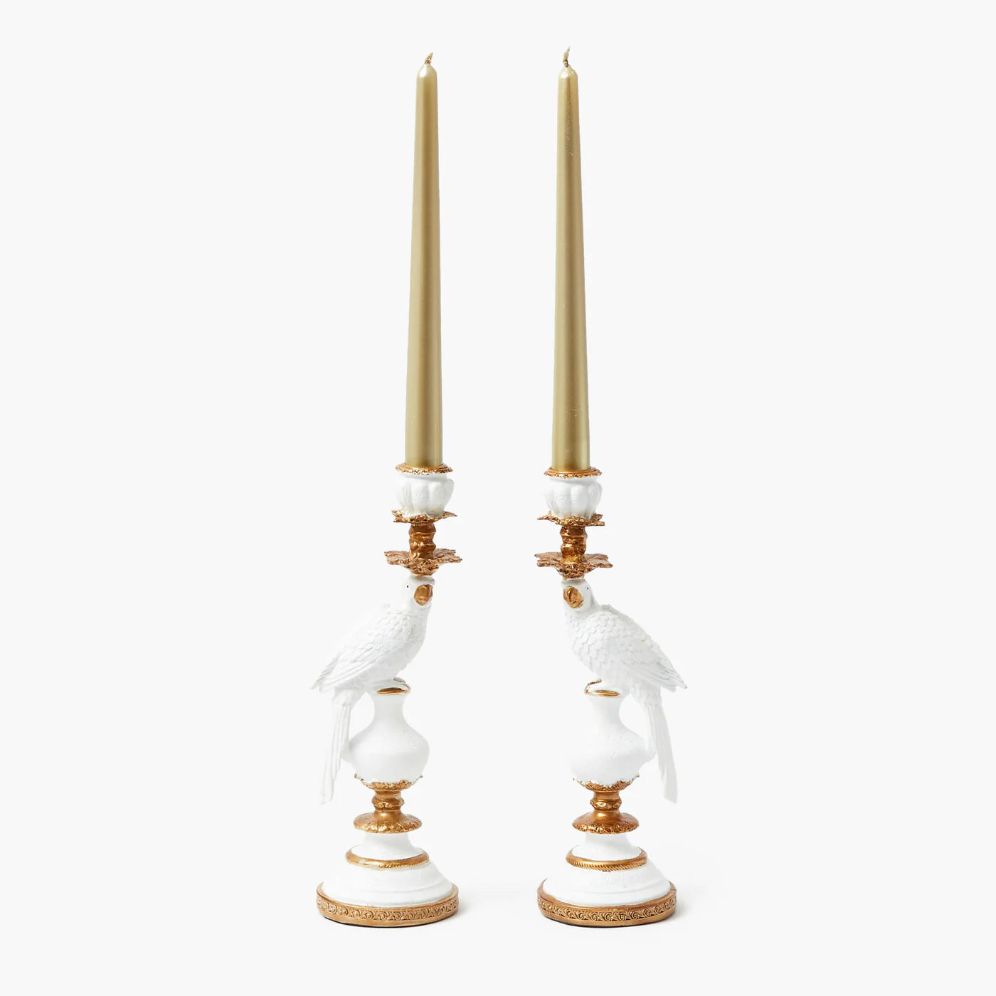 White Small Parrot Candle Holders (Pair)