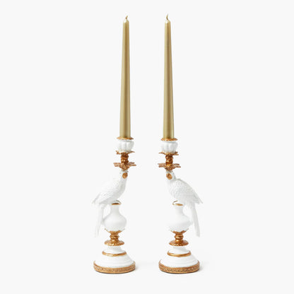 White Small Parrot Candle Holders (Pair)