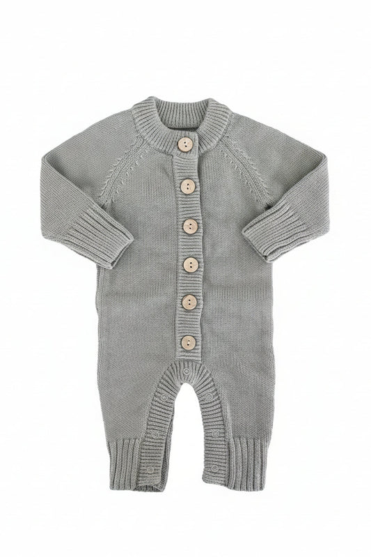 Knit Sweater Button Romper