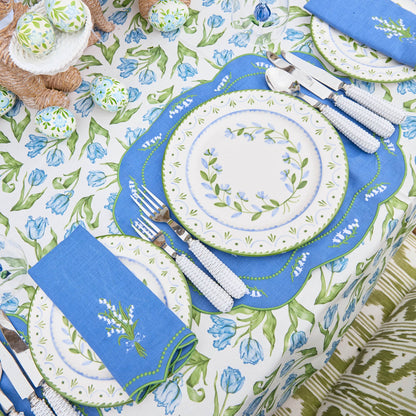 Blue Lily of the Valley Linen Napkins (Set of 4)