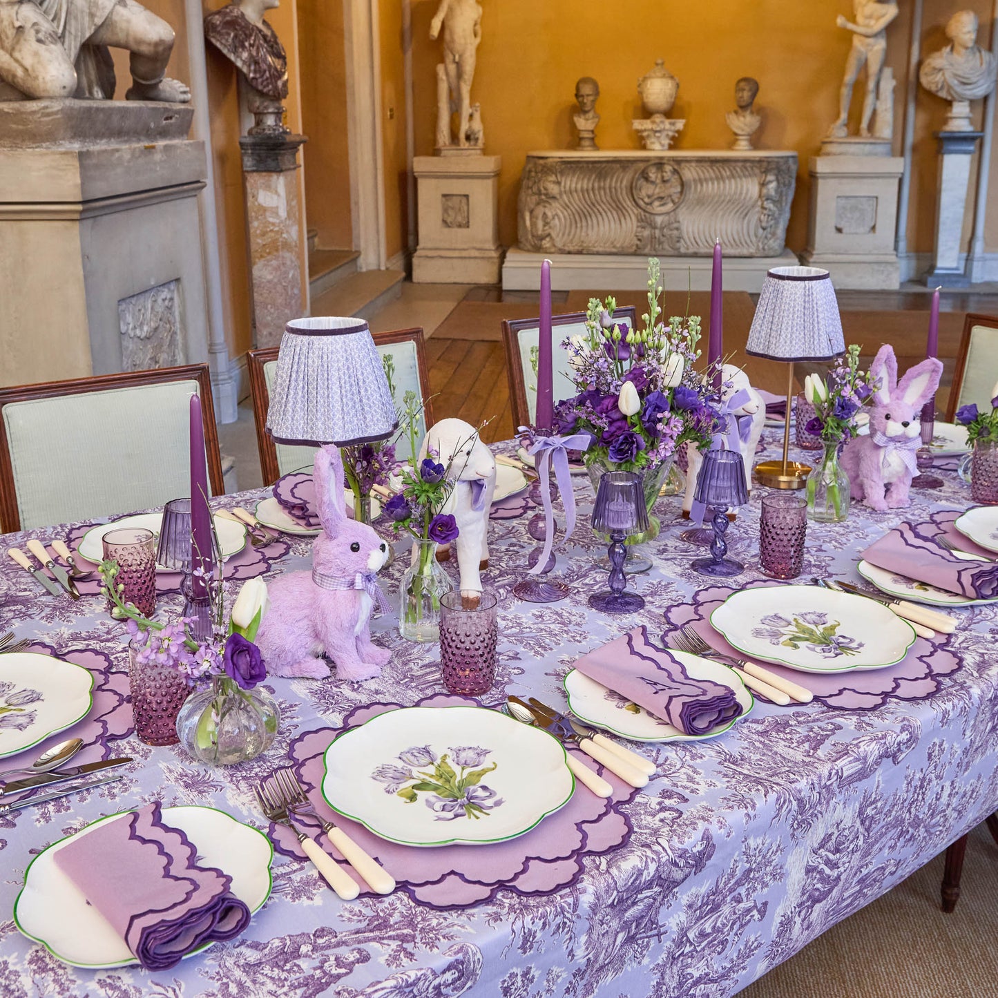 Purple Ottilie Toile Tablecloth