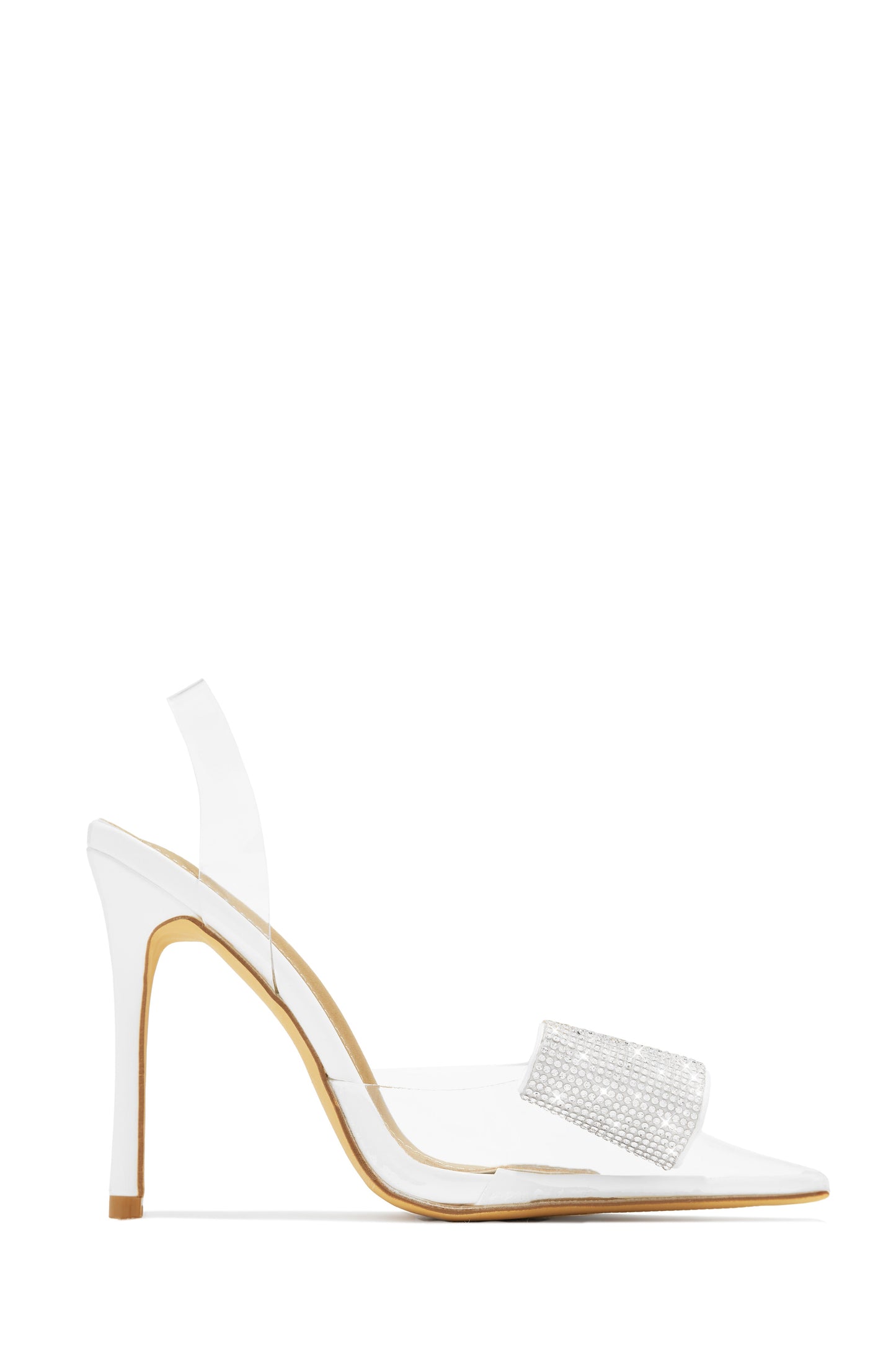 Chiara Embellished Bow Clear High Heel Pumps - Silver
