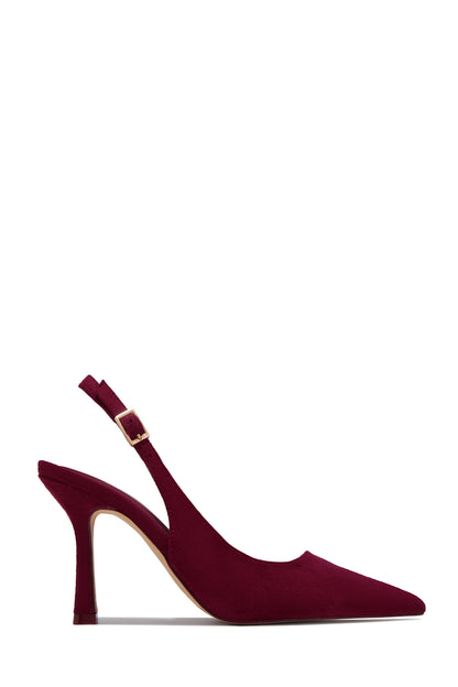 Carianna Faux Suede Slingback Pumps - Wine
