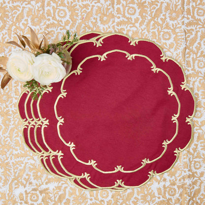 Burgundy & Gold Amanda Placemats (Set of 4)