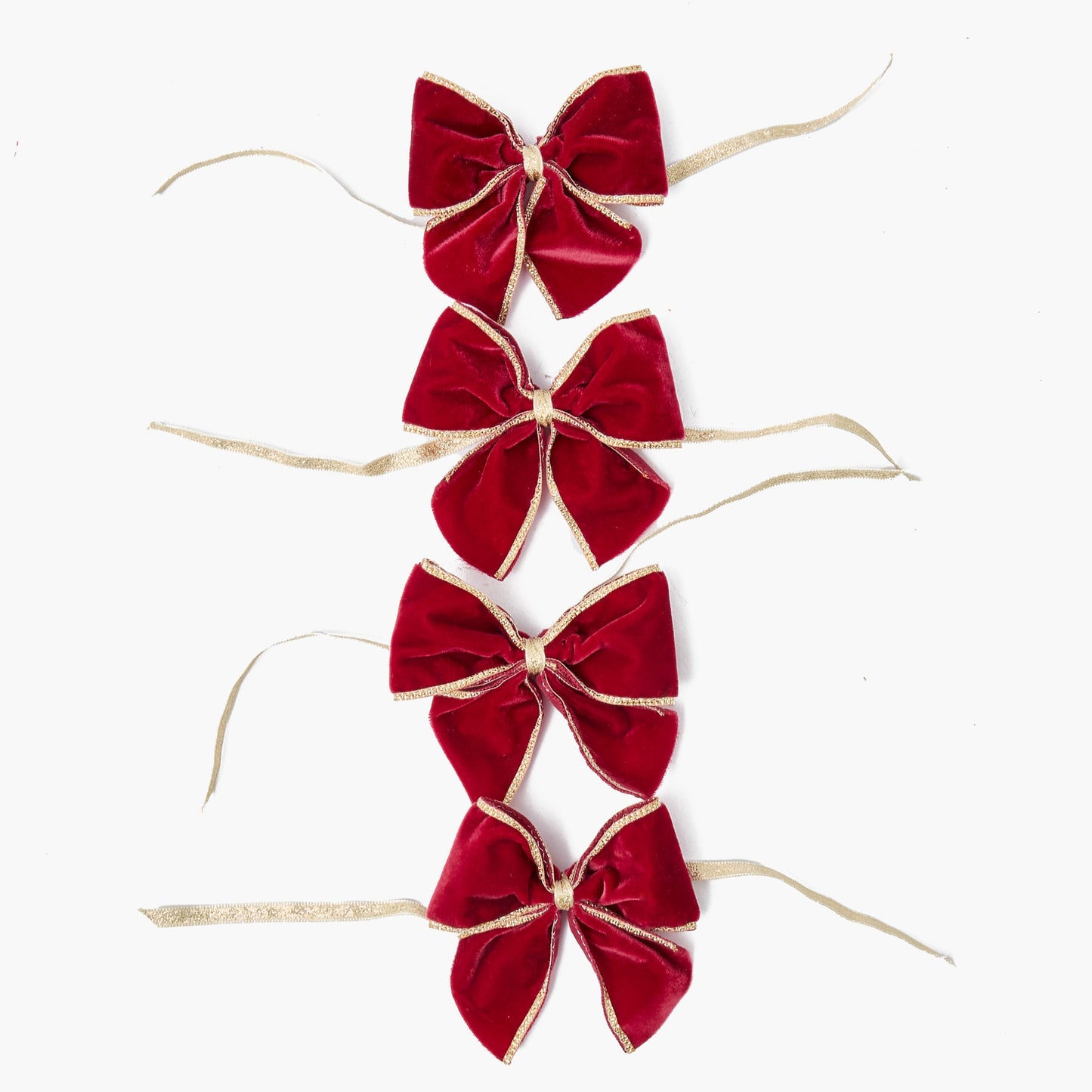 Red Gold Trimmed Velvet Napkin Bows (Set of 4)