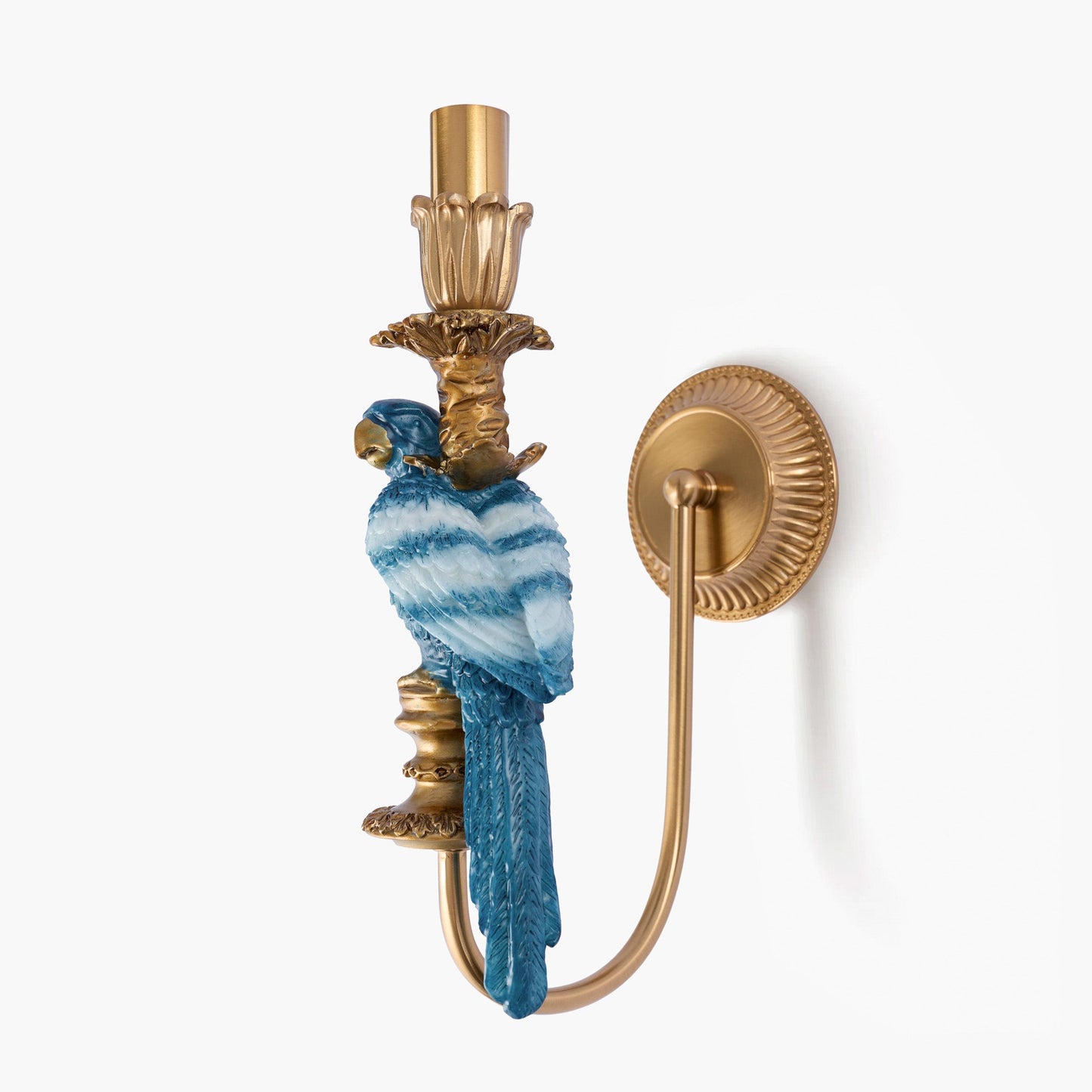Blue Parrot Rechargeable Wall Light with Cream Pleated Shade (14cm)