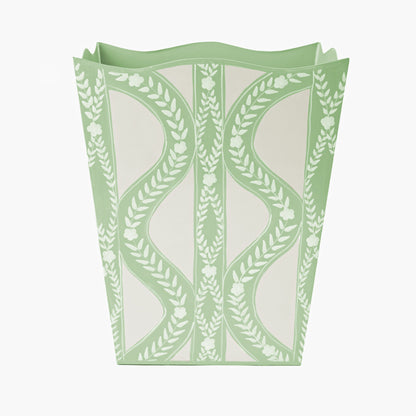Green Floral Ikat Bin