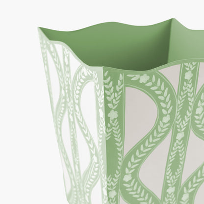 Green Floral Ikat Bin