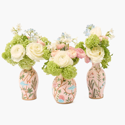 Pink Chinoiserie Tole Vases (Set of 3)