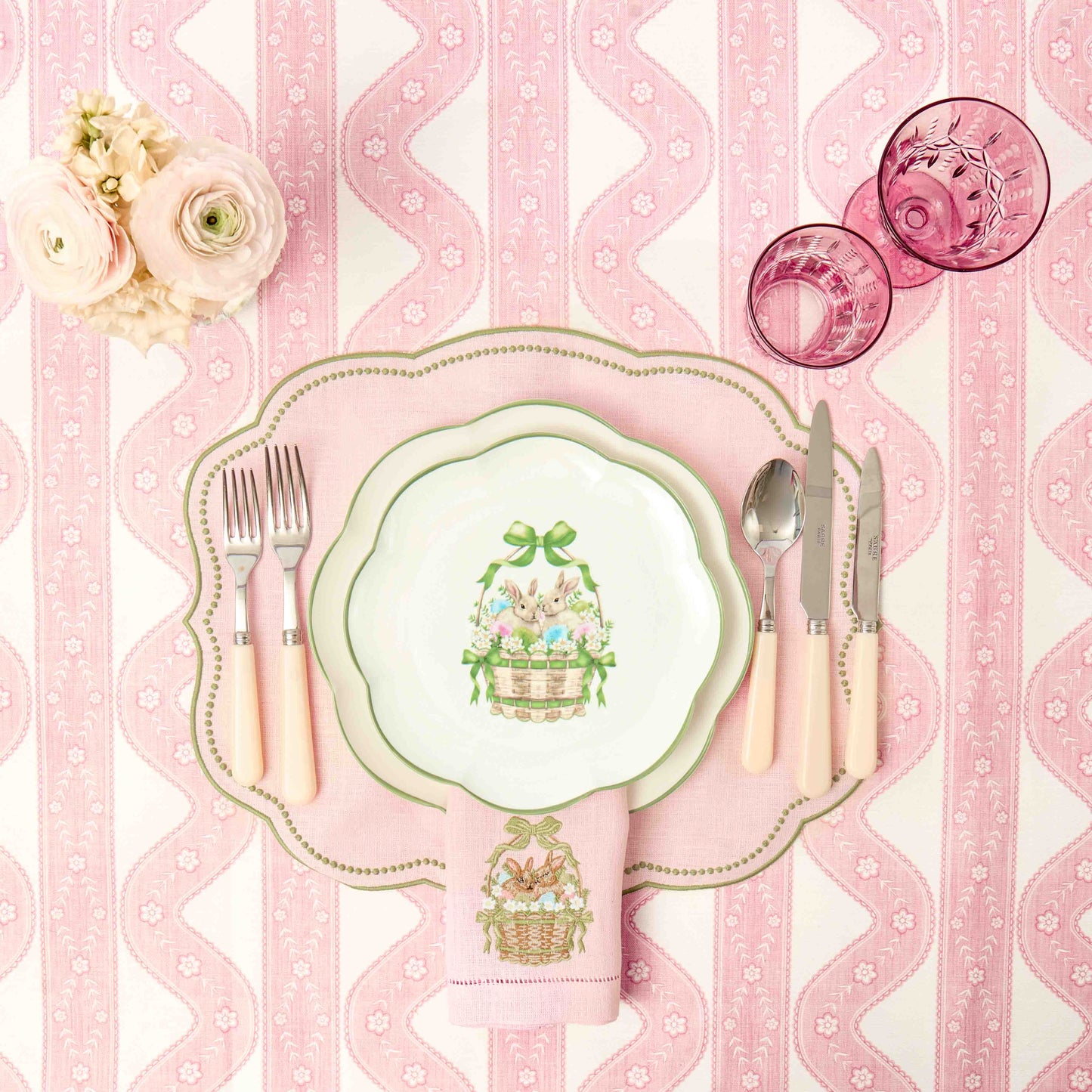 Pink & Green Eloise Linen Placemats (Set of 4)