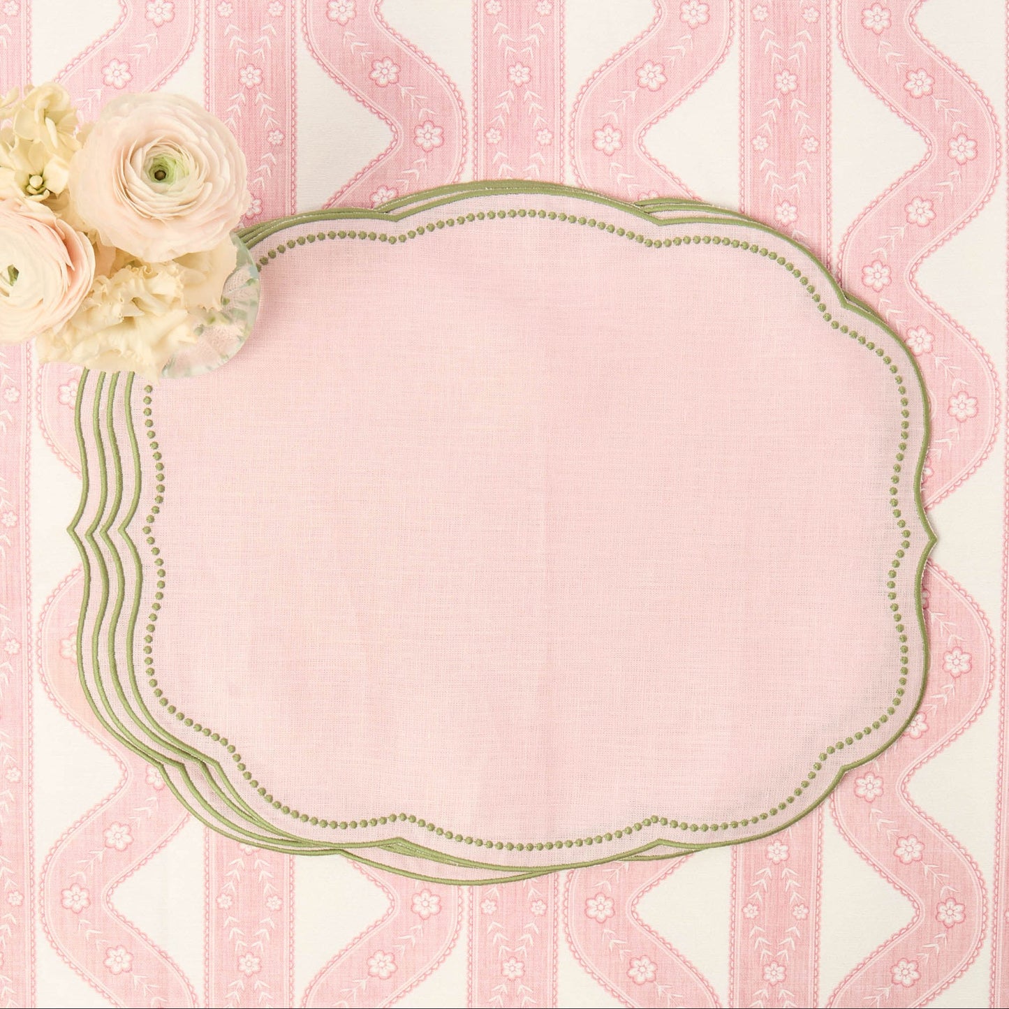 Pink & Green Eloise Linen Placemats (Set of 4)