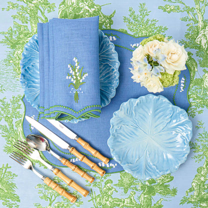 Blue Lily of the Valley Linen Napkins (Set of 4)