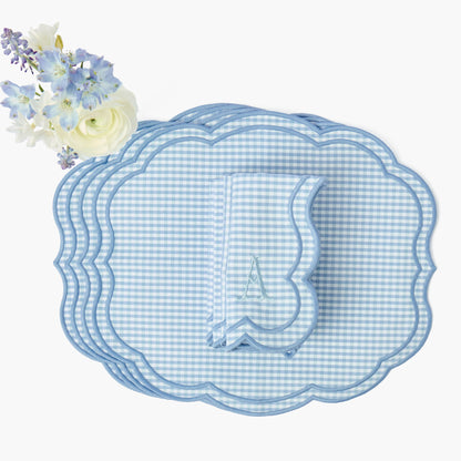 Blue Eloise Gingham Placemats & Napkins (Set of 4)