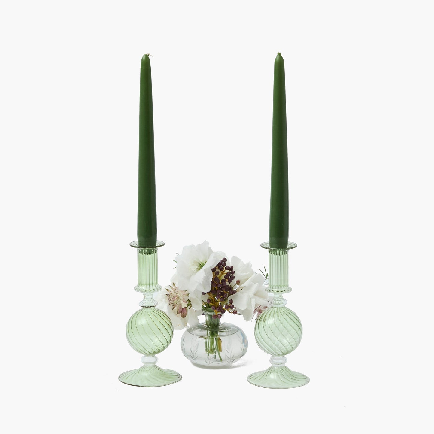 Olive Small Camille Candle Holders (Pair)