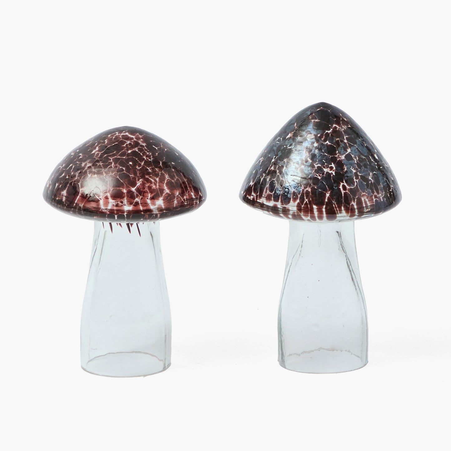 Speckled Brown Glass Mushroom (Pair) - 11cm