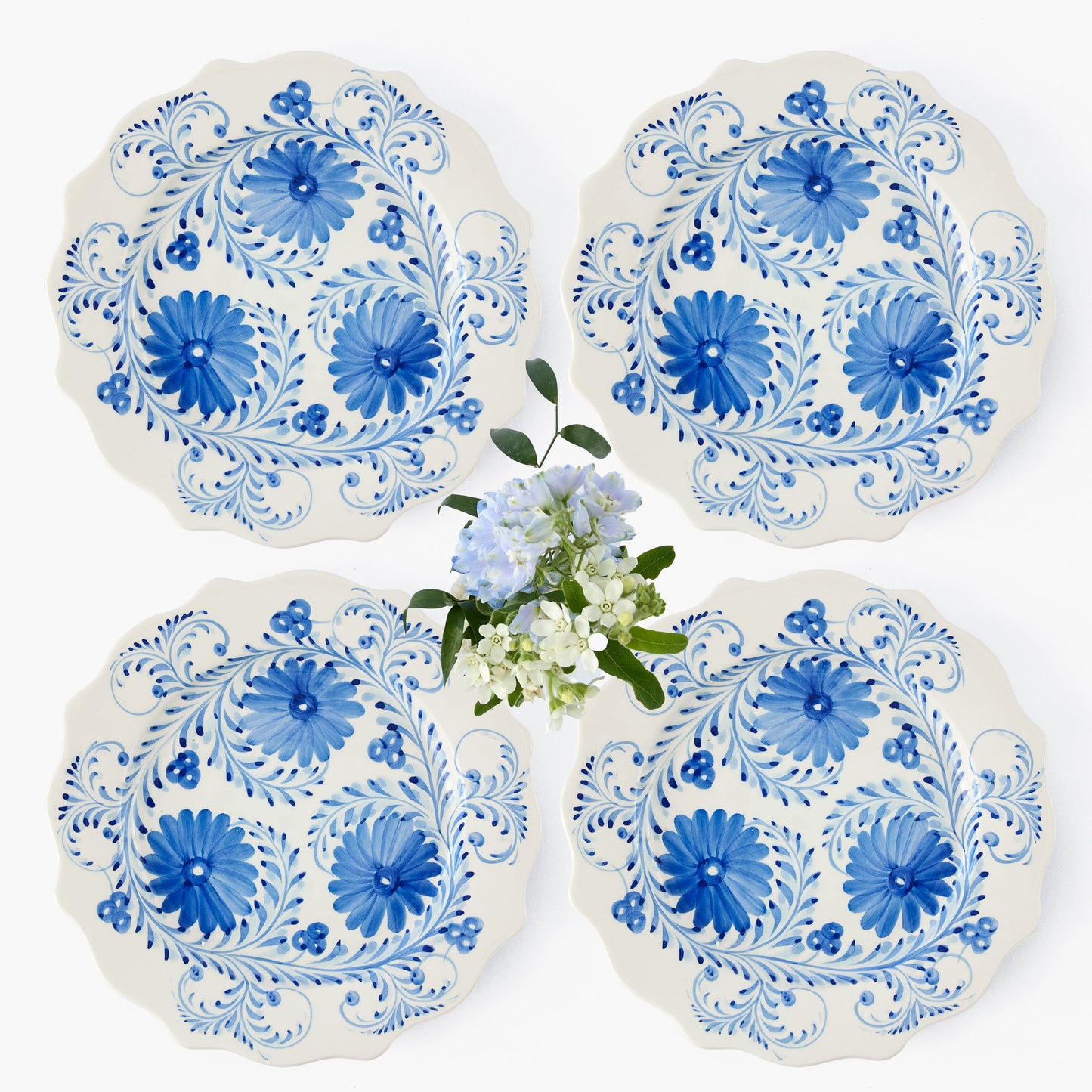 Blue Flowers Dinner Plates (Set of 4)