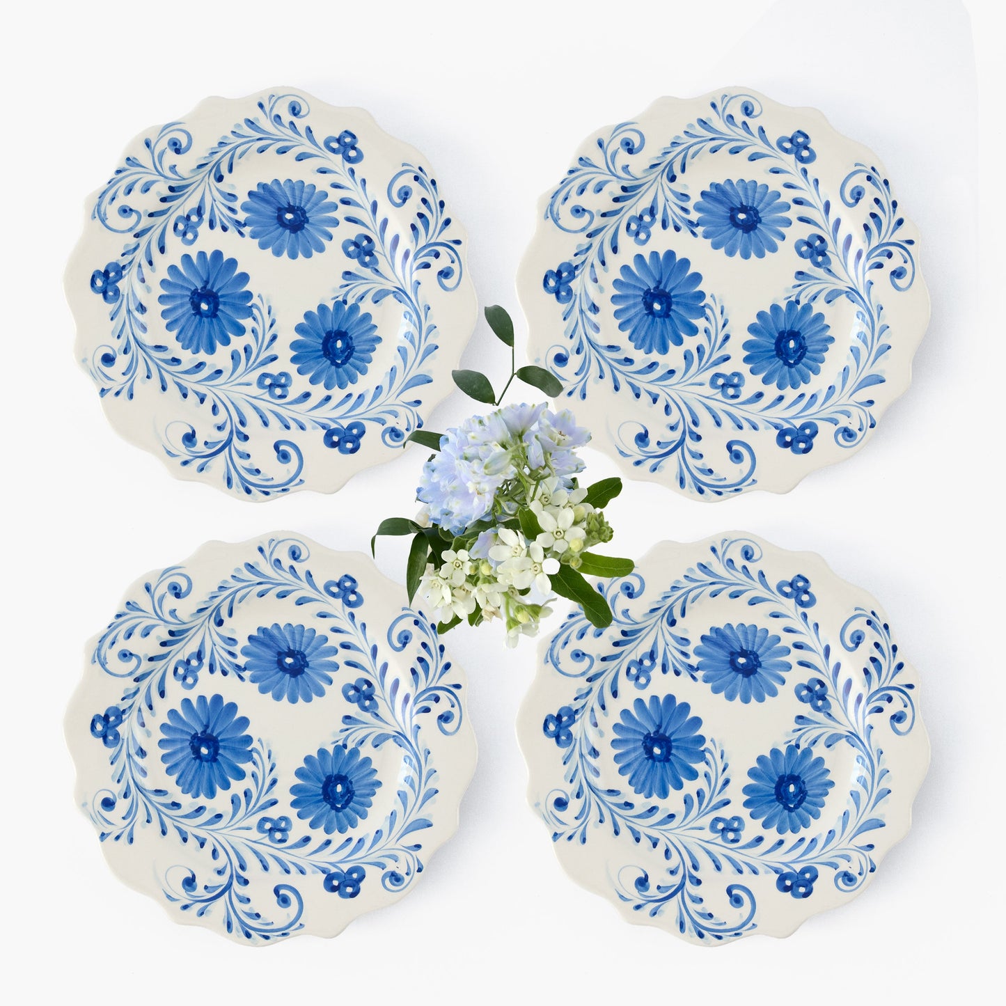 Blue Flowers Starter Plates (Set of 4)