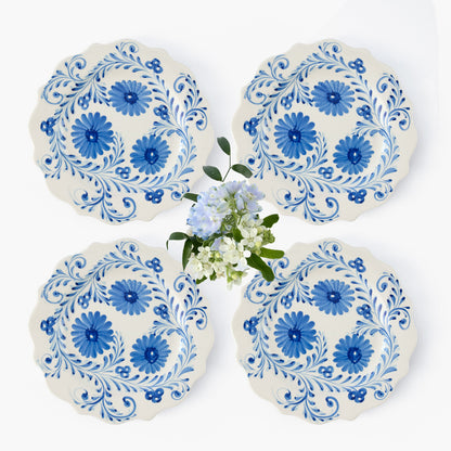 Blue Flowers Starter Plates (Set of 4)