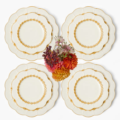 Putty Laurel Dinner & Starter Plates (Set of 8)