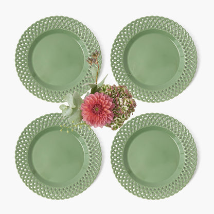 Sage Basketweave Dinner Plates (Set of 4)