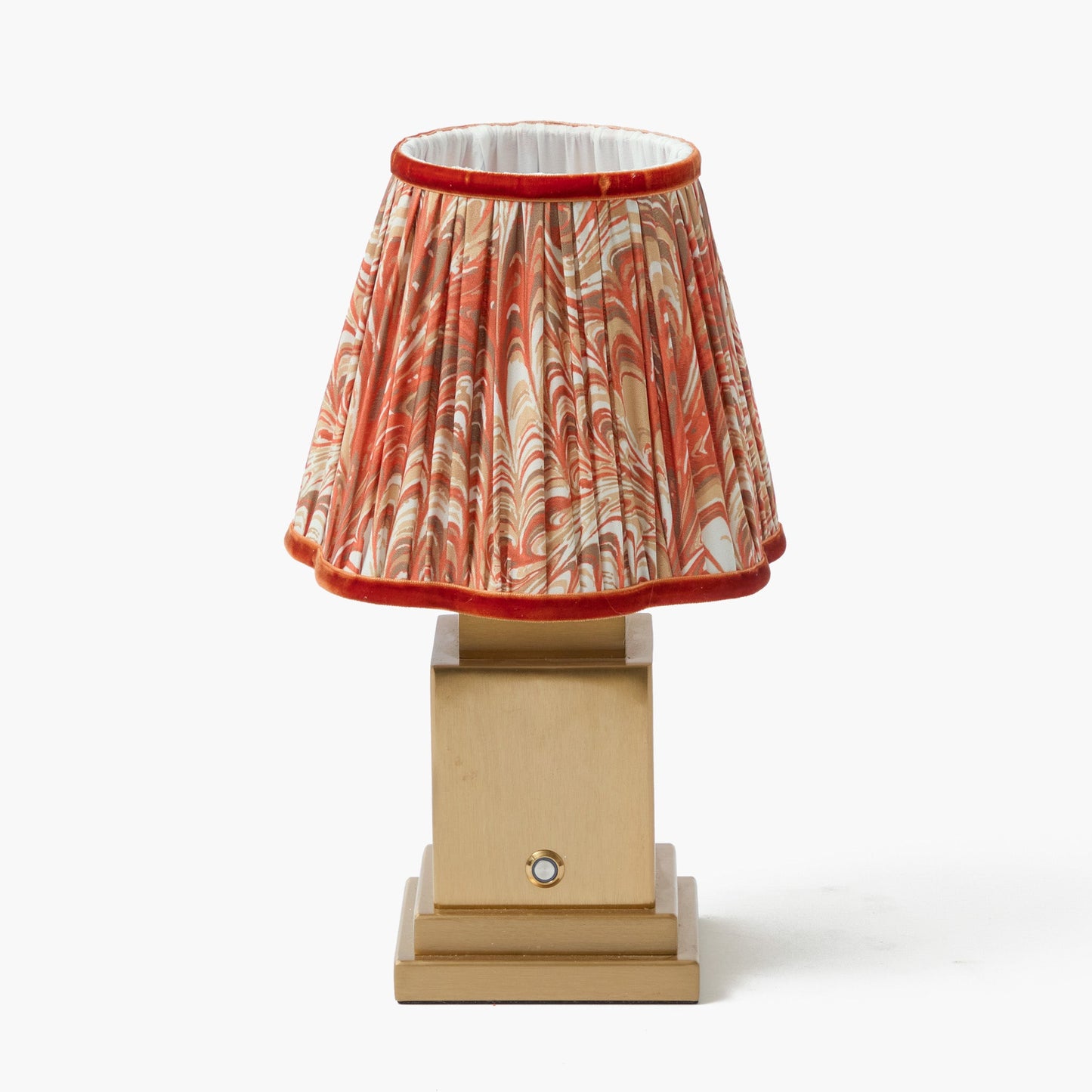 Square Rechargeable Lamp with Orange Marbled Shade (18cm)