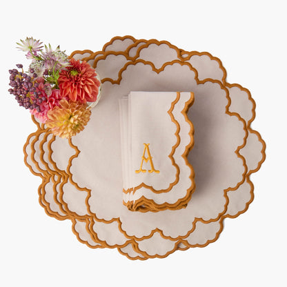 Taupe & Mustard Lily Napkins (Set of 4)