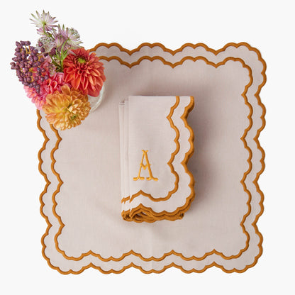Taupe & Mustard Lily Napkins (Set of 4)