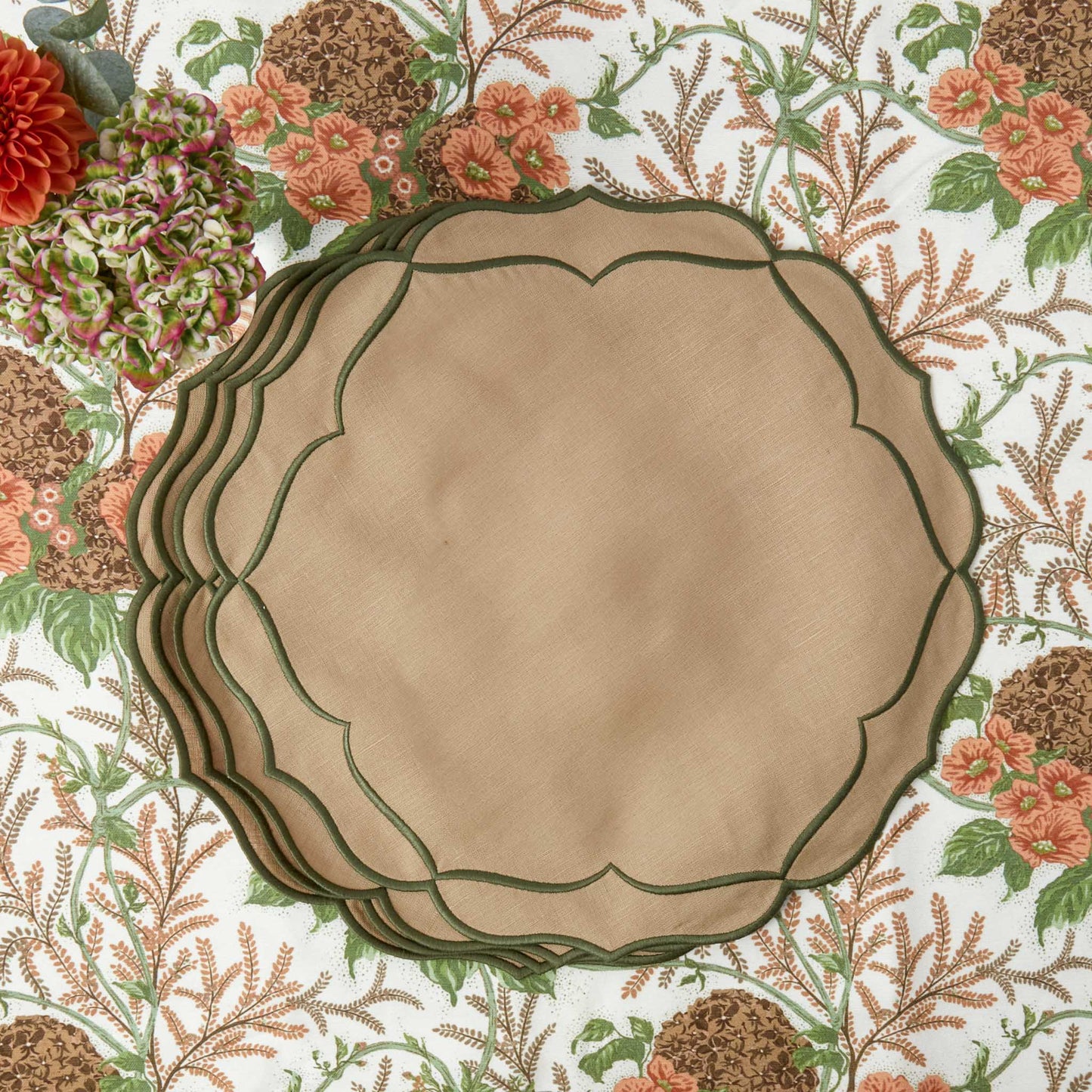 Sand & Green Elizabeth Placemats (Set of 4)