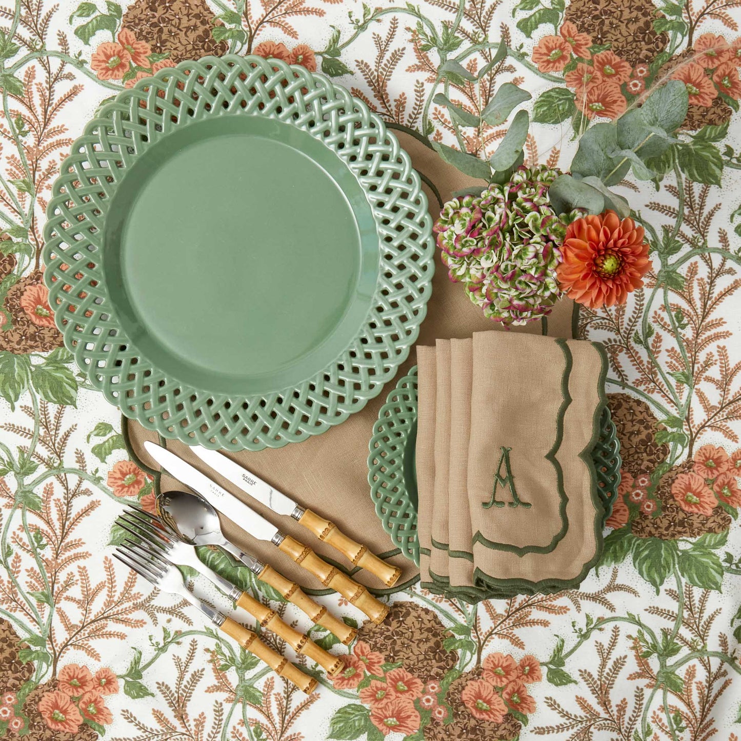 Sage Basketweave Dinner Plates (Set of 4)