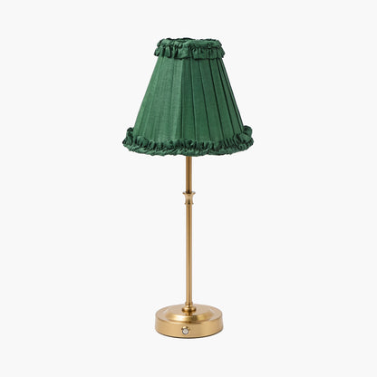 Forest Green Frilled Silk Lampshade (18cm)