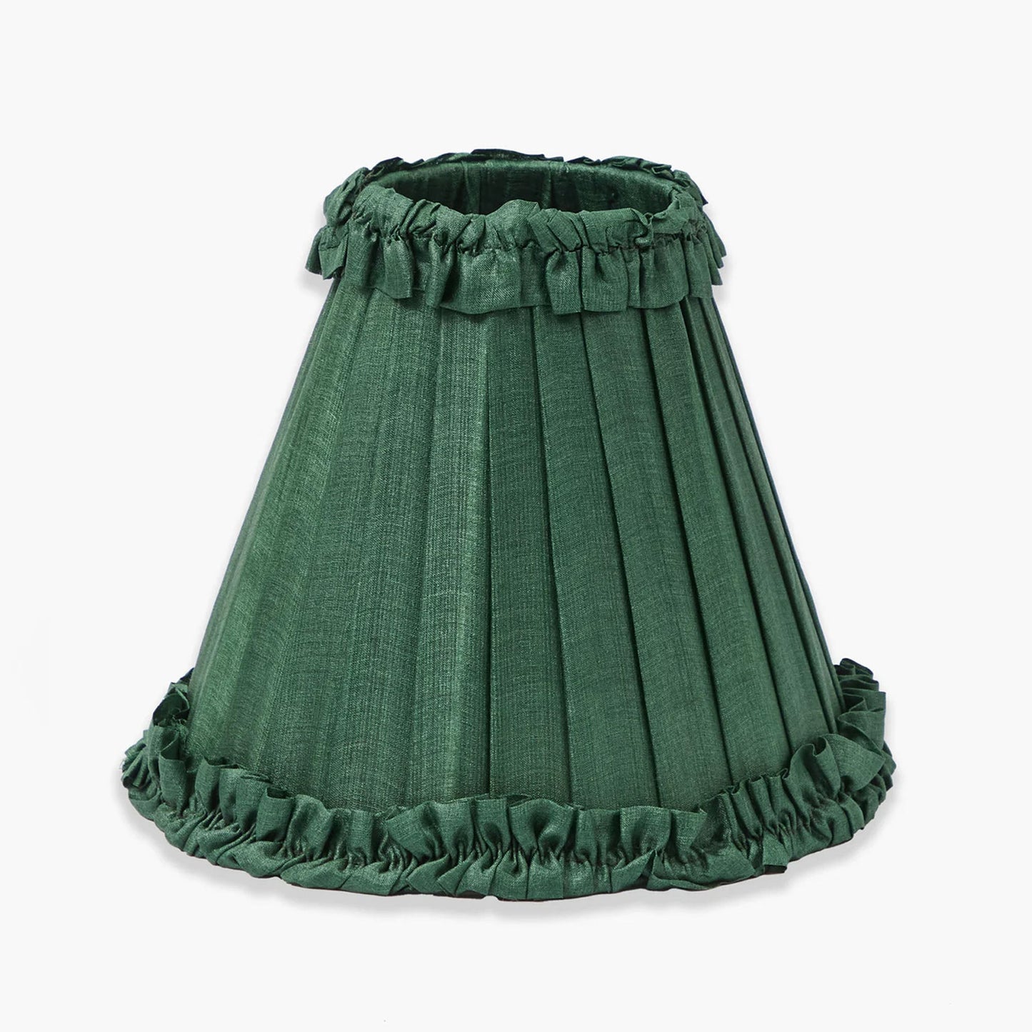 Forest Green Frilled Silk Lampshade (18cm)