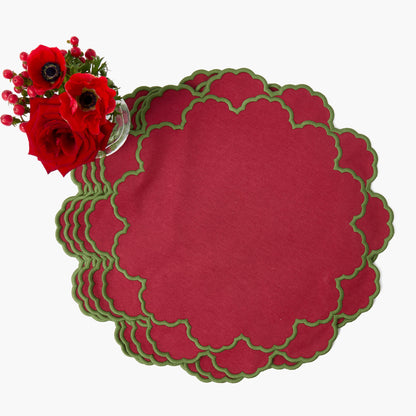 Red & Green Lily Placemats (Set of 4)